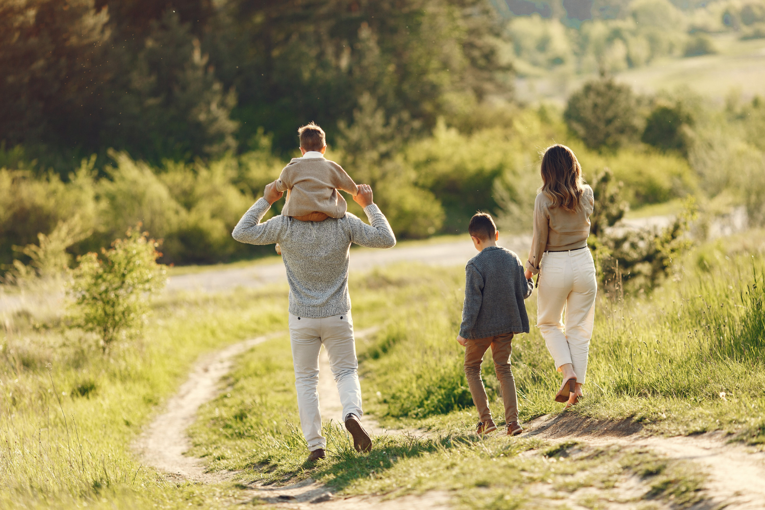 What is Parenting - modern family walking together, parents guiding children outdoors