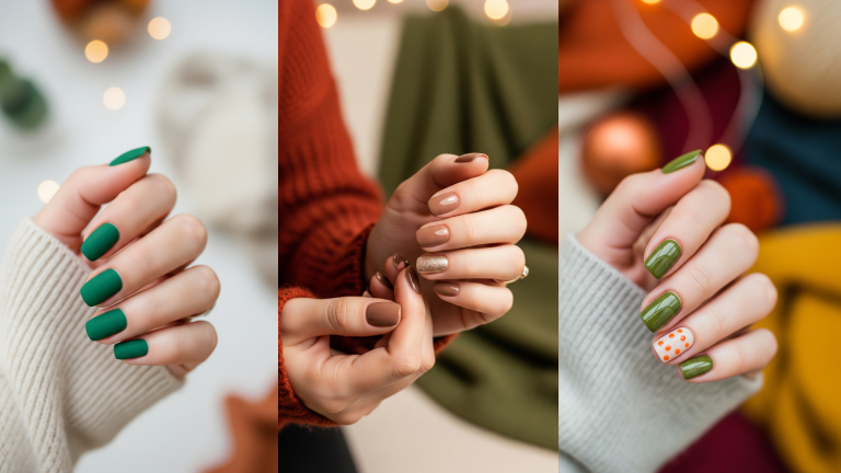 Short nail designs Fall 2025 for busy moms featuring Classic Nude with a Twist, Dot Accent Nails, and Matte Top Coat Magic, quick 15-minute nail ideas